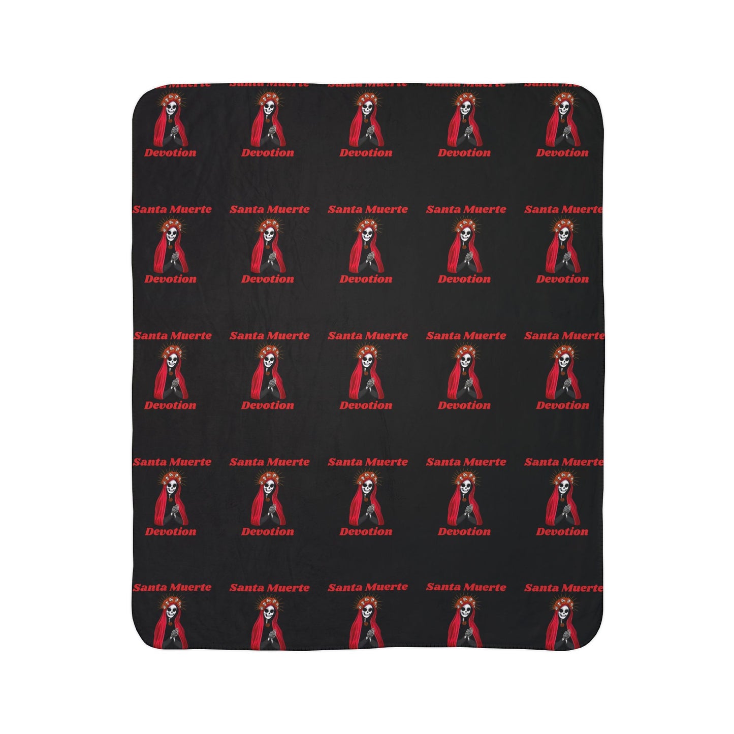 Santa Muerte Devotion Fleece Sherpa Blanket