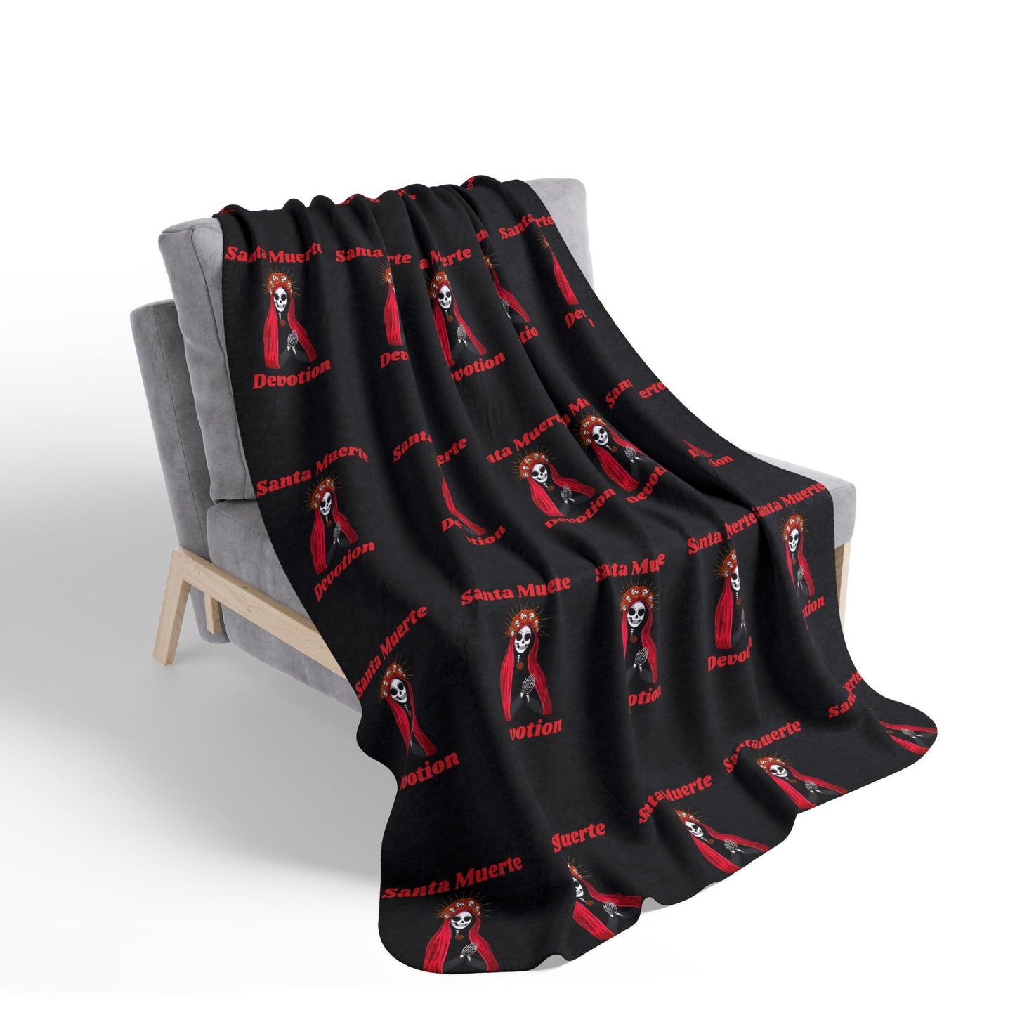 Santa Muerte Devotion Fleece Sherpa Blanket