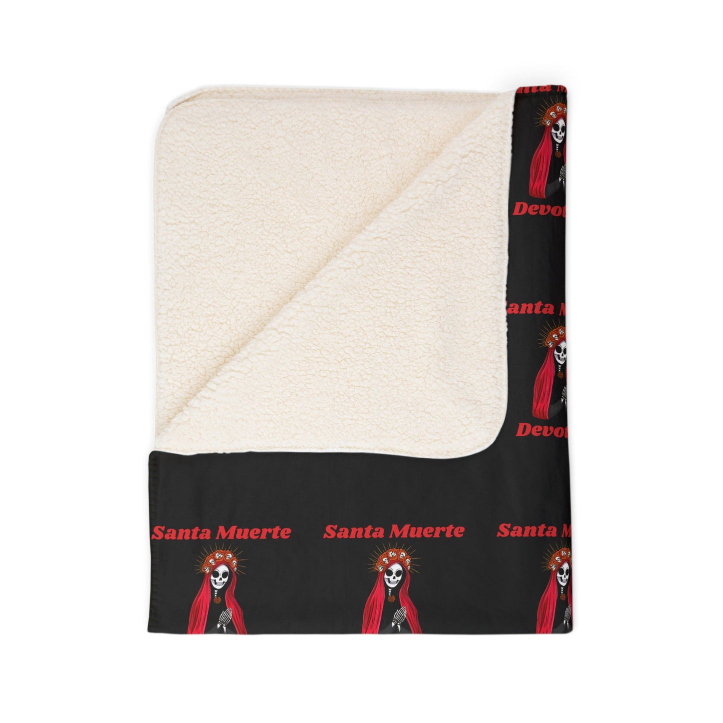 Santa Muerte Devotion Fleece Sherpa Blanket