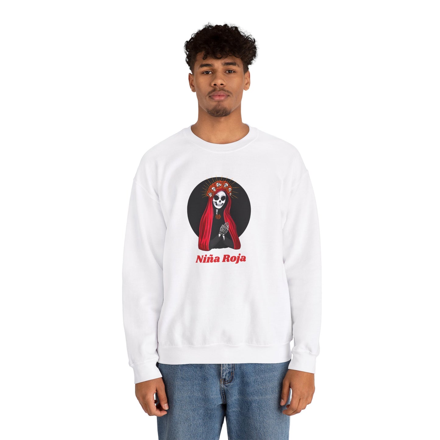 Santa Muerte Niña Roja Unisex Heavy Blend™ Crewneck Sweatshirt