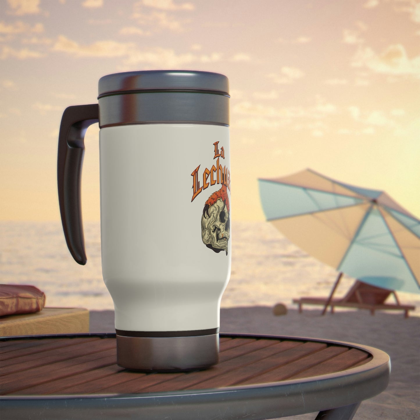 La Lechuza Stainless Steel Travel Mug with Handle, 14oz