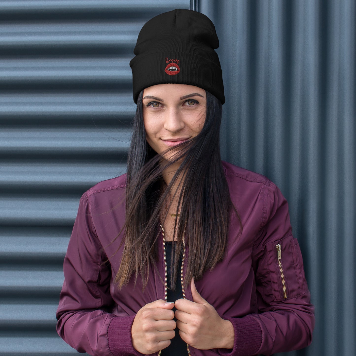 Besos Embroidered Beanie